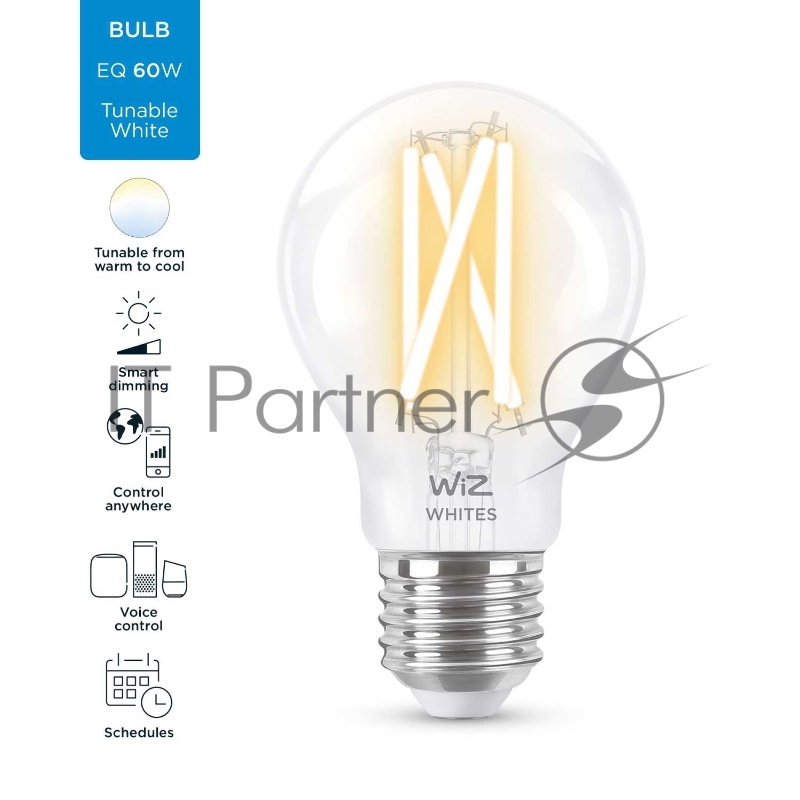 Лампа светодиодная WiZ Wi-Fi BLE 60WA60E27927-65CL1PF/6