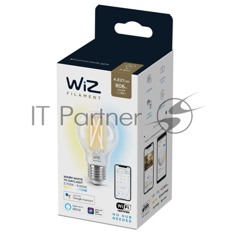 Лампа светодиодная WiZ Wi-Fi BLE 60WA60E27927-65CL1PF/6
