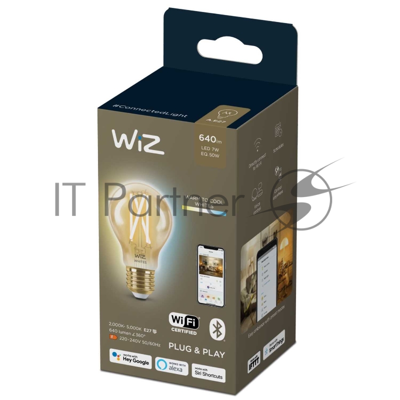 Лампа светодиодная WiZ Wi-Fi BLE50WA60E27920-50Amb1PF/6