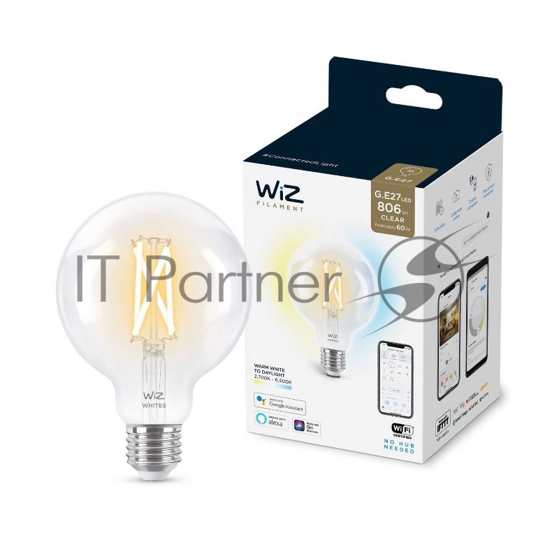 Лампа светодиодная WiZ Wi-Fi BLE 60WG95E27927-65CL1PF/6