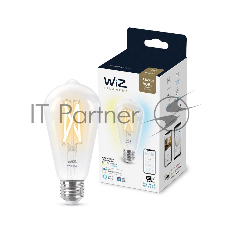 Лампа светодиодная WiZ Wi-Fi BLE60WST64E27927-65CL1PF/6