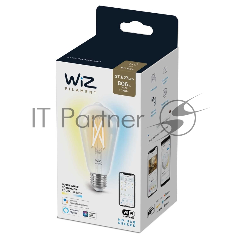 Лампа светодиодная WiZ Wi-Fi BLE60WST64E27927-65CL1PF/6