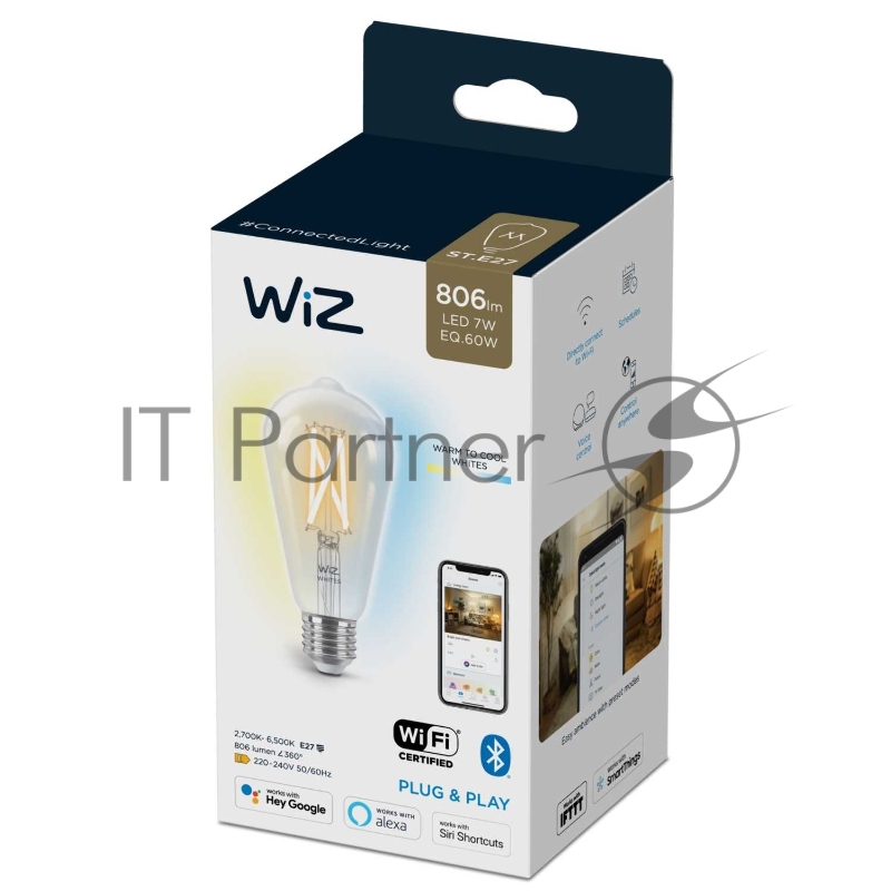 Лампа светодиодная WiZ Wi-Fi BLE60WST64E27927-65CL1PF/6