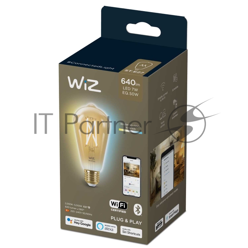 Лампа светодиодная WiZ Wi-Fi BLE50WST64E27920-50Amb1PF/6