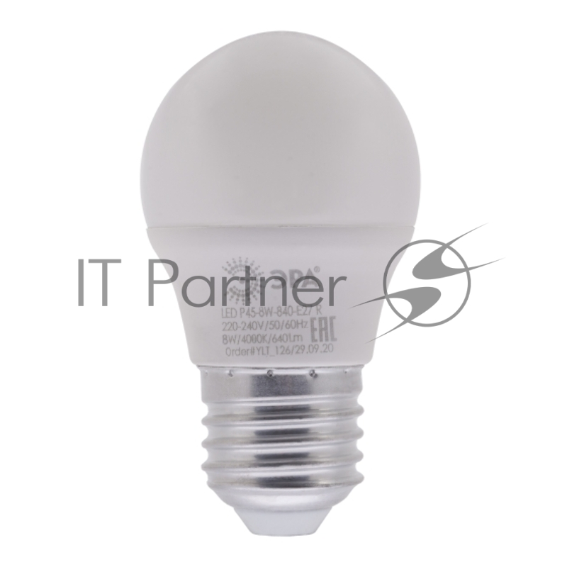 Лампа светодиодная P45-8W-840-E27 R (диод шар 8Вт нейтр. E27) (10/100/3600) Эра Б0049645