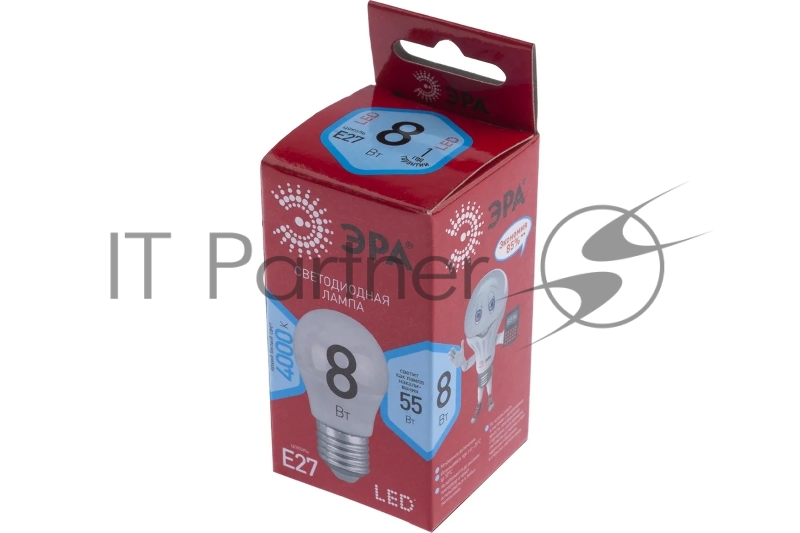 Лампа светодиодная P45-8W-840-E27 R (диод шар 8Вт нейтр. E27) (10/100/3600) Эра Б0049645