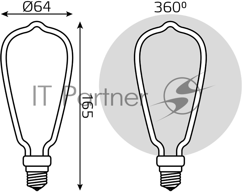 Лампа Filament Artline ST64 4W 330lm 2700К Е27 milky LED