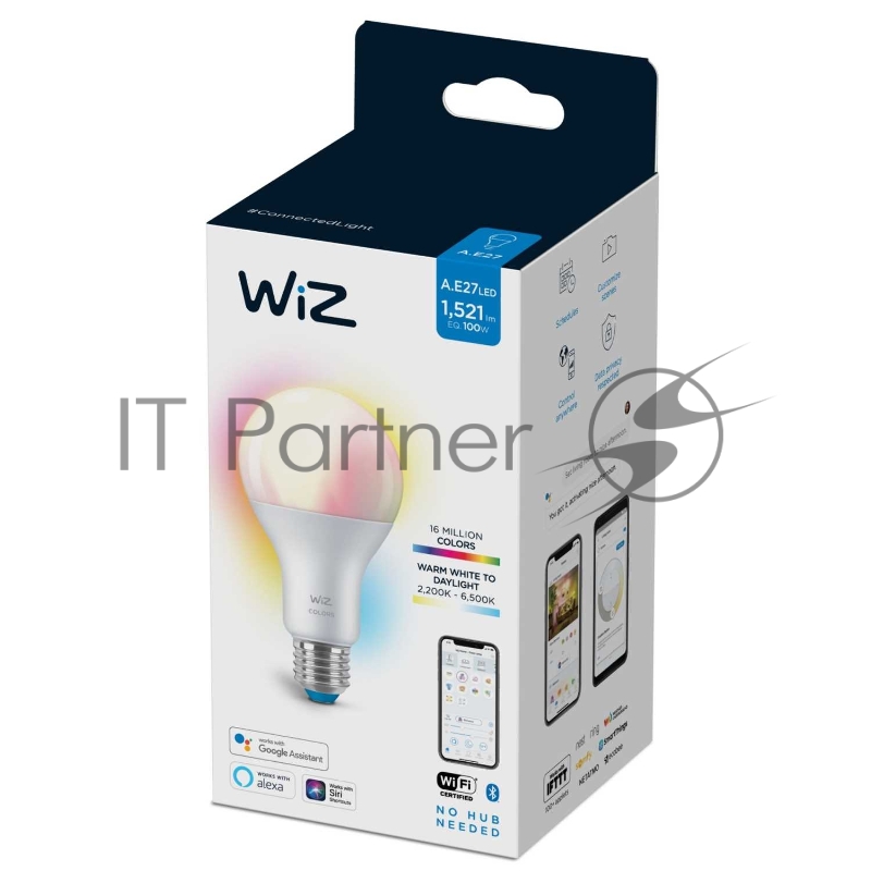 Лампа светодиодная WiZ Wi-FiBLE100WA67E27922-65RGB1PF