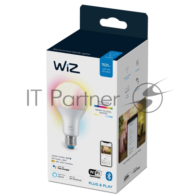 Лампа светодиодная WiZ Wi-FiBLE100WA67E27922-65RGB1PF