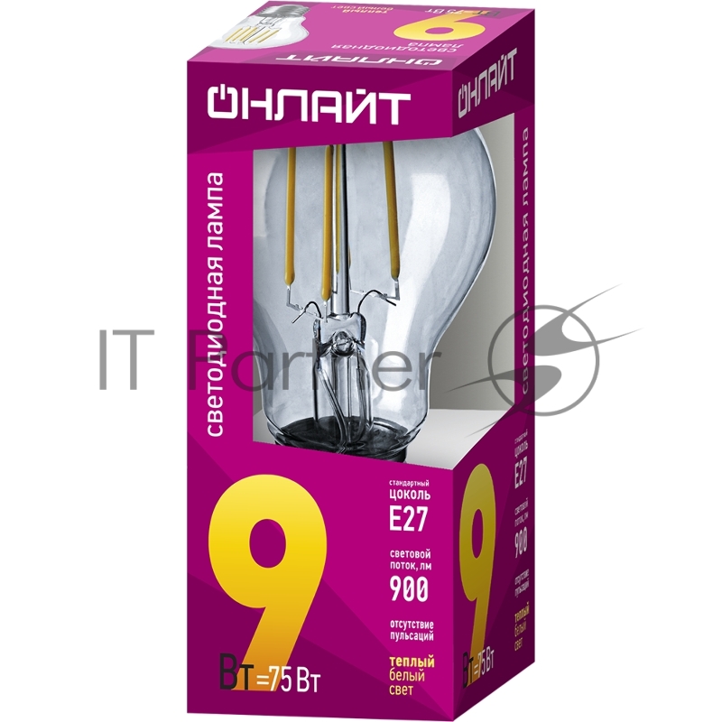 Лампа светодиодная ОНЛАЙТ 80 874 OLL-F-A60-09-230-2.7K-E27 80874
