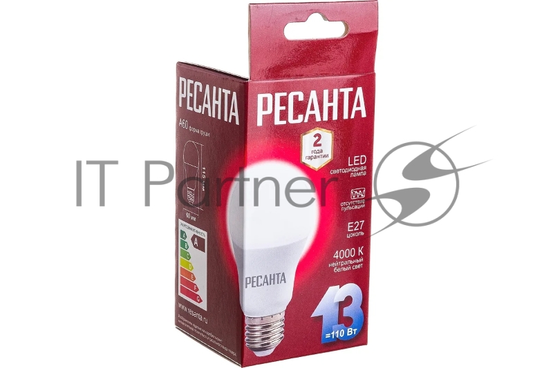 Лампа светодиодная LL-R-A60-13W-230-4K-E27 (груша