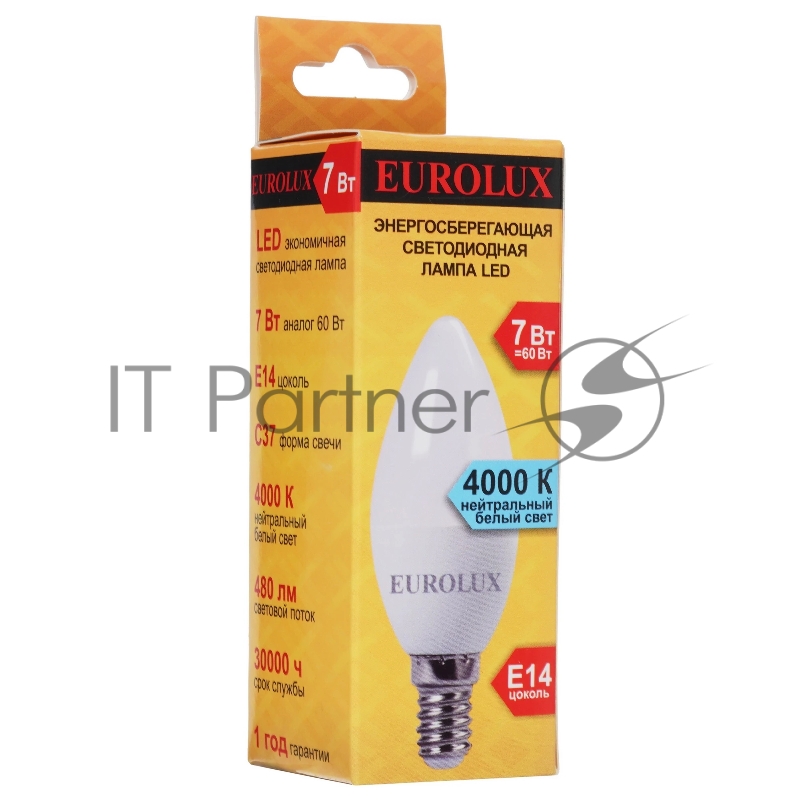 Лампа светодиодная LL-E-C37-7W-230-4K-E14 (свеча