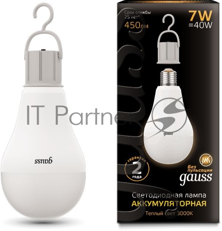 Лампа A60 7W 470lm 4100K E27 с Li-Ion аккумулятором LED