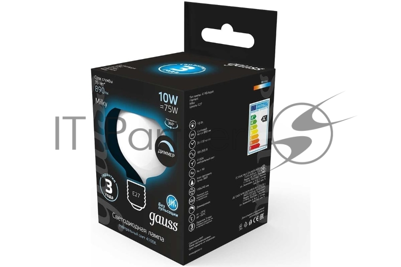 Лампа Filament А190 10W 890lm 4100К Е27 milky диммируемая LED