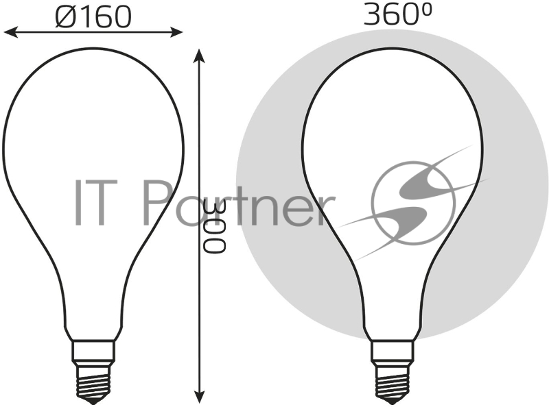 Лампа Filament А160 10W 890lm 4100К Е27 milky диммируемая LED