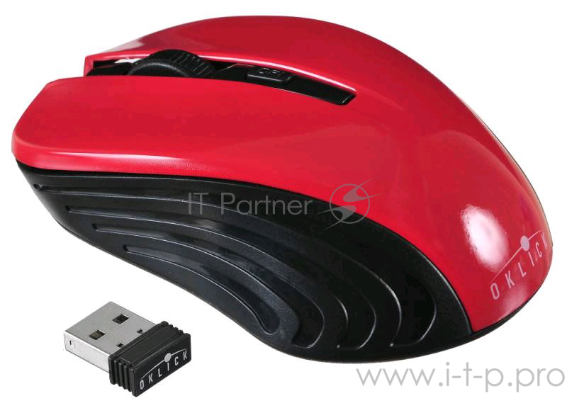 Мышь Oklick 545MW черный/красный оптическая (1600dpi) беспроводная USB (3but)