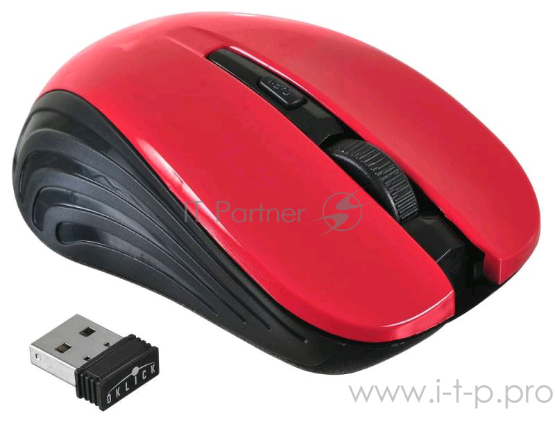 Мышь Oklick 545MW черный/красный оптическая (1600dpi) беспроводная USB (3but)