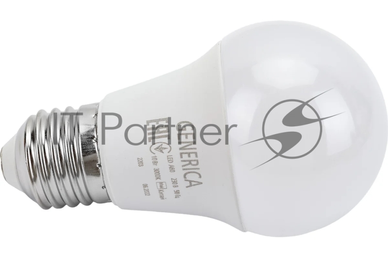 Лампа светодиодная A60 10Вт грушевидная 3000К E27 230В GENERICA LL-A60-10-230-30-E27-G