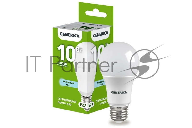 Лампа светодиодная A60 10Вт грушевидная 6500К E27 230В GENERICA LL-A60-10-230-65-E27-G