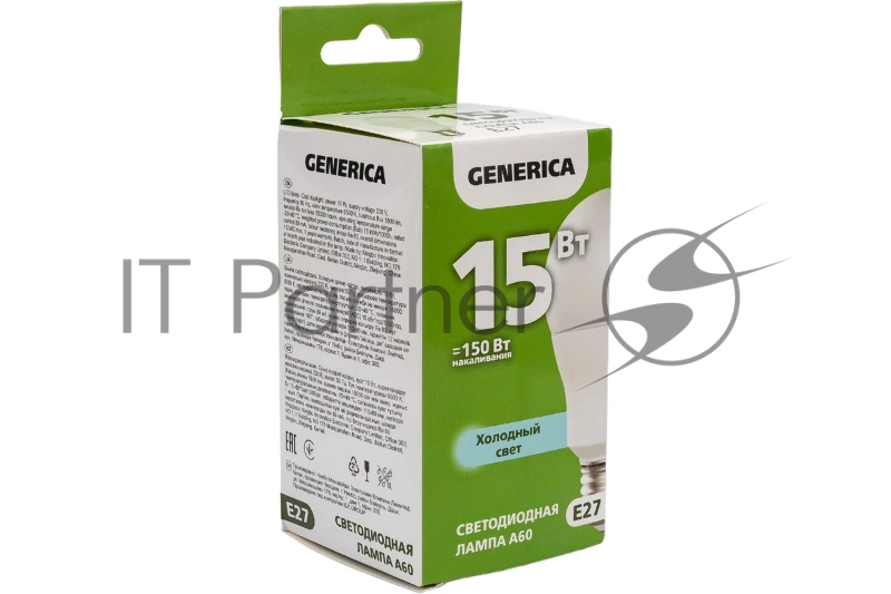 Лампа светодиодная A60 15Вт грушевидная 6500К E27 230В GENERICA LL-A60-15-230-65-E27-G