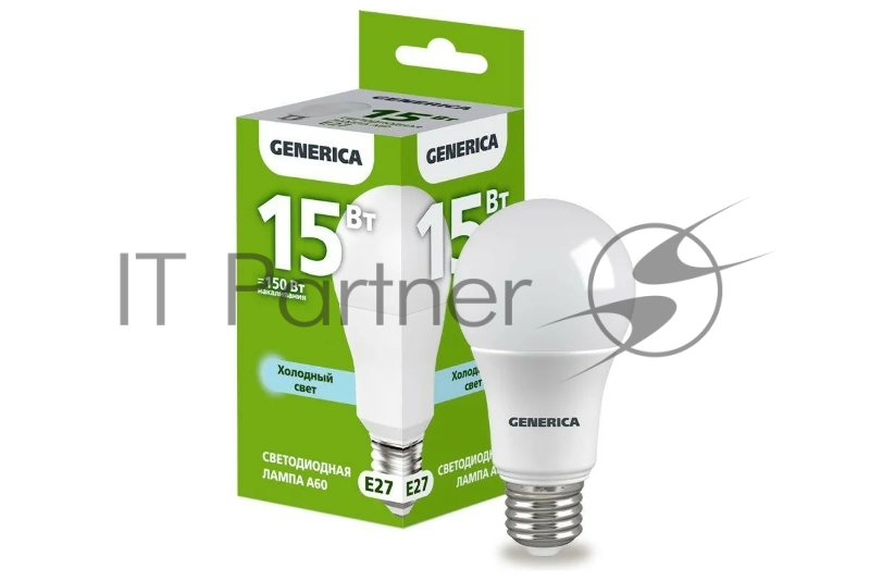 Лампа светодиодная A60 15Вт грушевидная 6500К E27 230В GENERICA LL-A60-15-230-65-E27-G