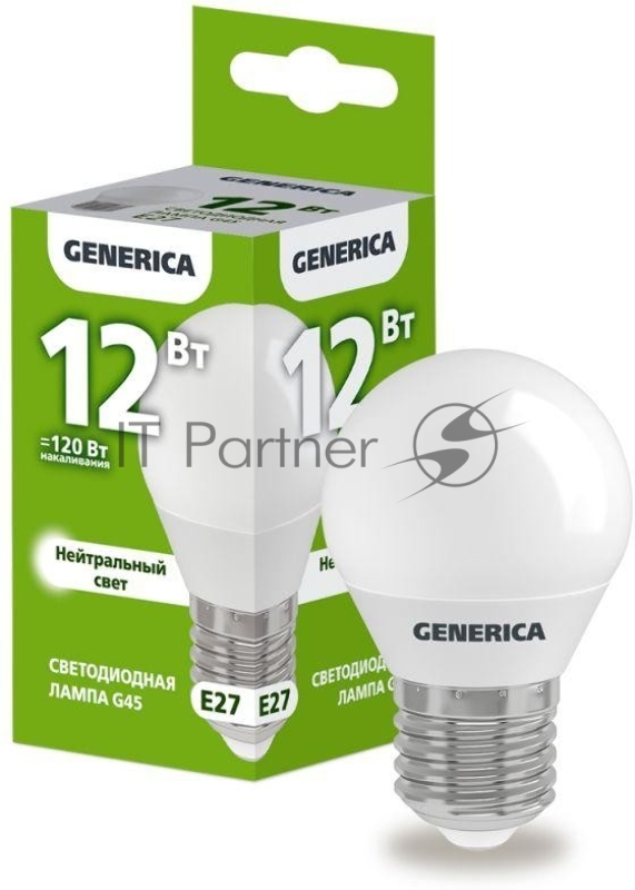 Лампа LED G45 IEK LL-G45-12-230-40-E27-G шар 12Вт 230В 4000К E27 GENERICA