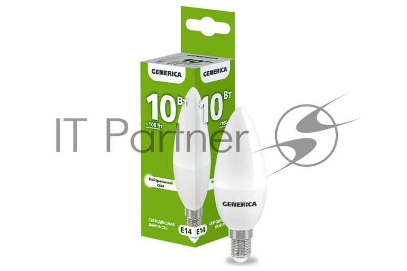 Лампа светодиодная C35 10Вт свеча 4000К E14 230В GENERICA LL-C35-10-230-40-E14-G