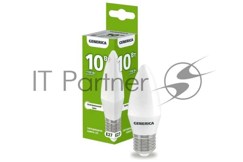Лампа светодиодная C35 10Вт свеча 4000К E27 230В GENERICA LL-C35-10-230-40-E27-G