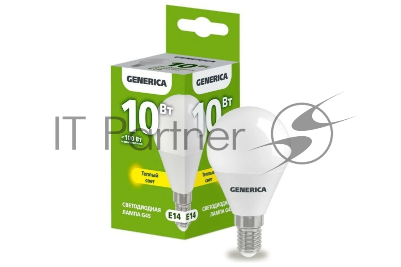Лампа светодиодная G45 10Вт шар 3000К E14 230В GENERICA LL-G45-10-230-30-E14-G