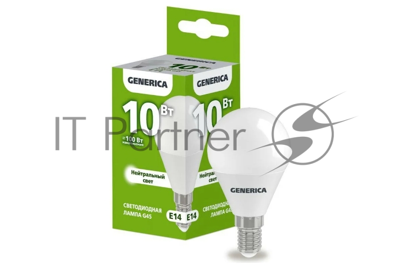 Лампа светодиодная G45 10Вт шар 4000К E14 230В GENERICA LL-G45-10-230-40-E14-G