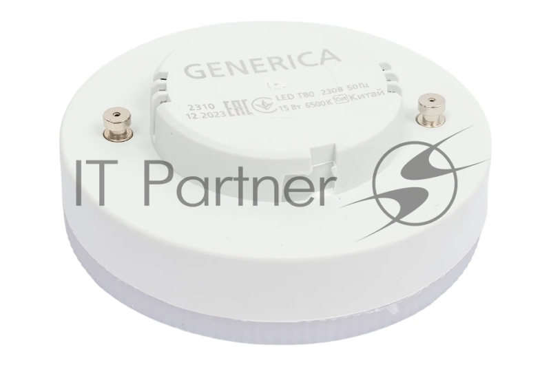 Лампа светодиодная T80 15Вт таблетка 6500К GX53 230В GENERICA LL-T80-15-230-65-GX53-G