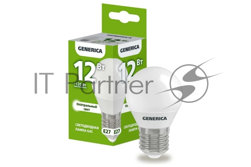 Лампа светодиодная G45 12Вт шар 4000К E27 230В GENERICA LL-G45-12-230-40-E27-G