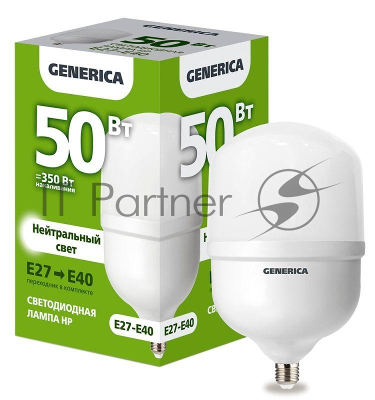 Лампа светодиодная HP 50Вт 4000К E27-E40 230В GENERICA LL-HP-50-230-40-E27-E40-G