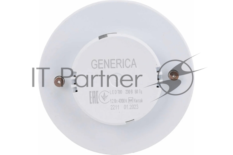 Лампа светодиодная T80 12Вт таблетка 4000К GX53 230В GENERICA LL-T80-12-230-40-GX53-G