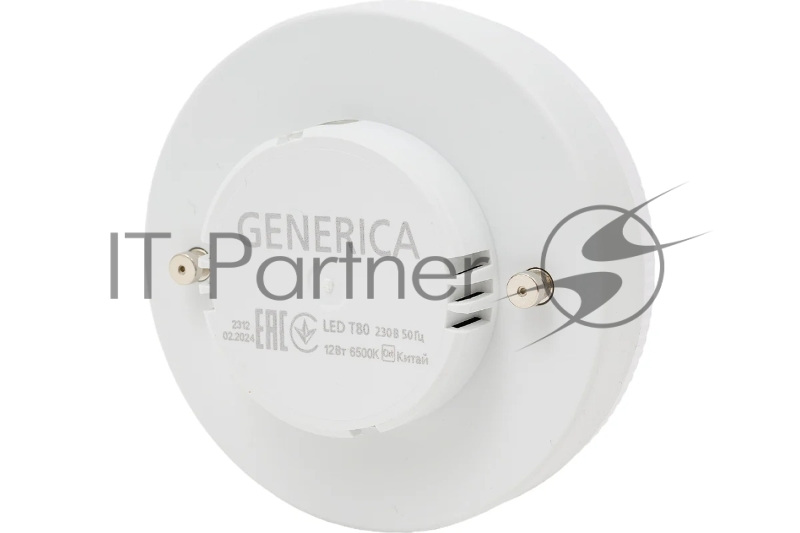 Лампа светодиодная T80 12Вт таблетка 6500К GX53 230В GENERICA LL-T80-12-230-65-GX53-G