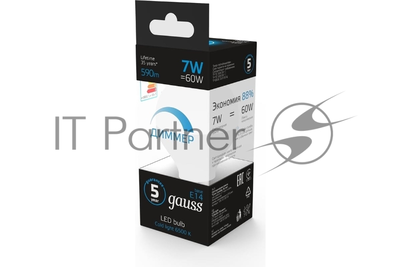 Лампа Шар 7W 590lm 6500К E14 диммируемая LED