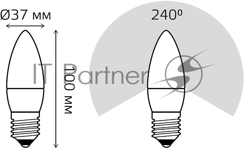 Лампа светодиодная Gauss 6.5Вт цок.:E27 свеча 220B 4100K св.свеч.бел.ней. (упак.:10шт) (103102207)