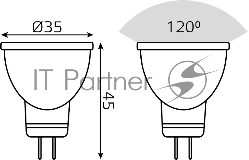 Лампа светодиодная Gauss Black 3Вт цок.:GU4 рефлектор 220B 2700K св.свеч.бел.теп. MR11 (упак.:10шт) (132517103)