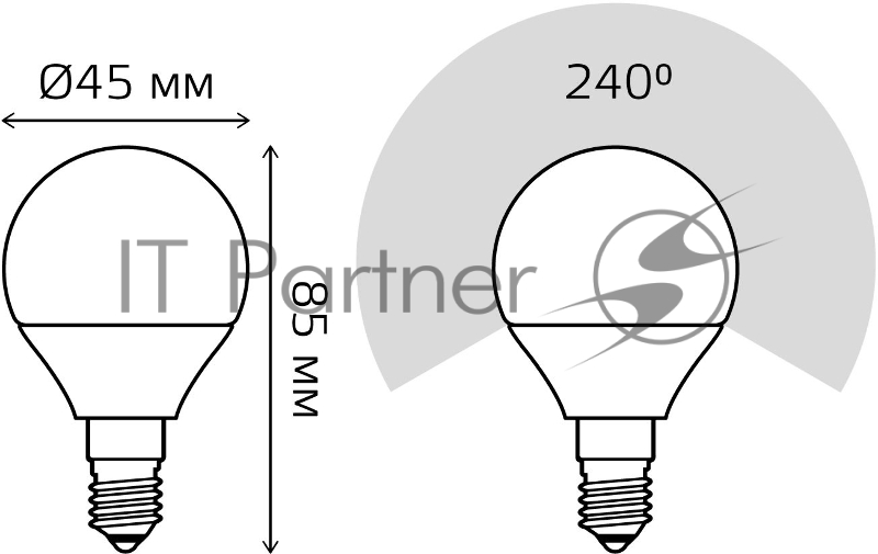 Лампа светодиодная Gauss Elementary 12Вт цок.:E14 шар 220B 3000K св.свеч.бел.теп. (упак.:10шт) (53112)