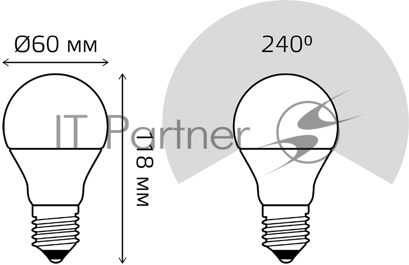 Лампа светодиодная Gauss Elementary 12Вт цок.:E27 груша 220B 4100K св.свеч.бел.ней. A60 (упак.:10шт) (23222)