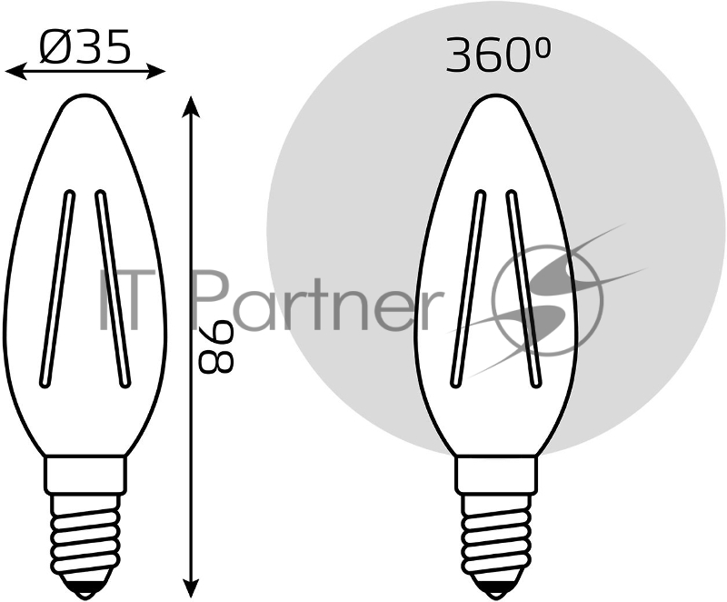 Лампа филам. Gauss 9Вт цок.:E14 свеча 220B 4100K св.свеч.бел.ней. C37 (упак.:10шт) (103801209)