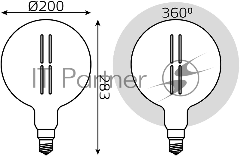 Лампа Filament G200 6W 330lm 4000К Е27 gray straight LED
