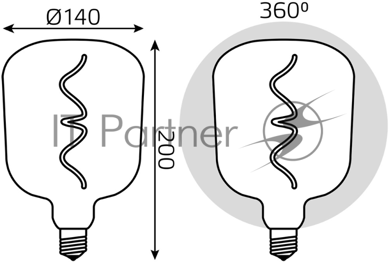 Лампа Filament V140 5W 200lm 1800К Е27 black-clear flexible LED