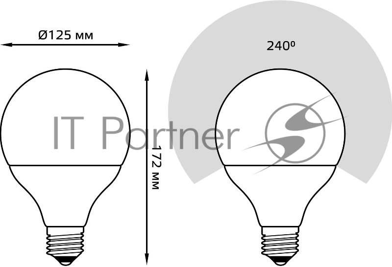 Лампа G125 22W 1840lm 6500K E27 LED
