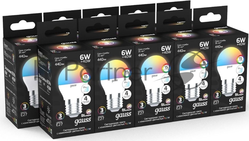 Лампа Шар G45 6W E27 RGBW димирование LED 1/100