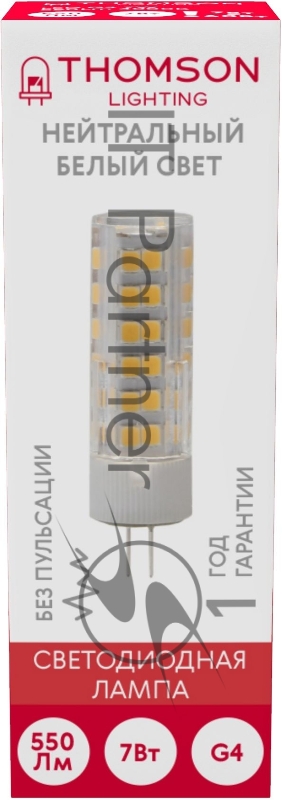 Лампа LED Thomson G4, капсульная, 7Вт, 4000К, белый нейтральный, TH-B4208, 1 шт.