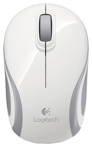 Беспроводная мышь Logitech Mini M187 белый/серый оптическая (1000dpi) USB для ноутбука (2but)