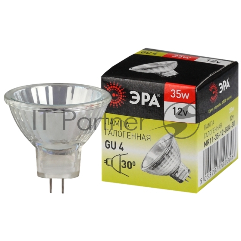 Лампочка галогенная ЭРА GU4-MR11-35W-12V-30CL GU4 35Вт софит теплый белый свет