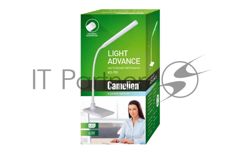 Лампа настольная Camelion KD-792 C01 белый LED 6Вт 230В сенсорн. вкл-е. 4 ур. ярк 4000К