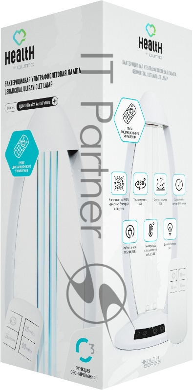 Бактерицидная ультрафиолетовая настольная лампа с таймером отключения и пультом QUMO Health Аura Future+